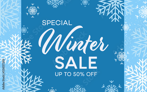 Winter Sale banner illustration on festive pattern