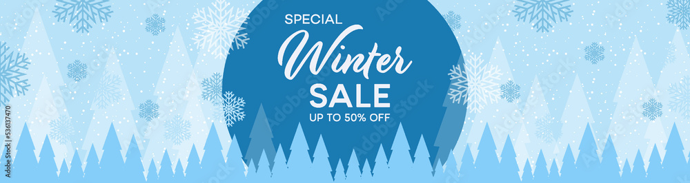 Winter Sale banner illustration on festive pattern