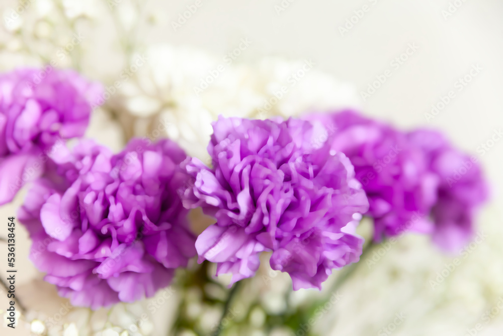 Obraz premium Still life of purple and white flowers in style of painting