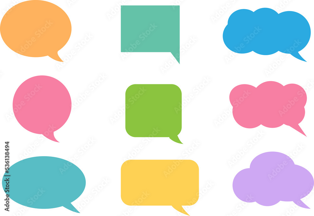 Colorful callout icons set isolated on white background Colorful callout icons set isolated on white background