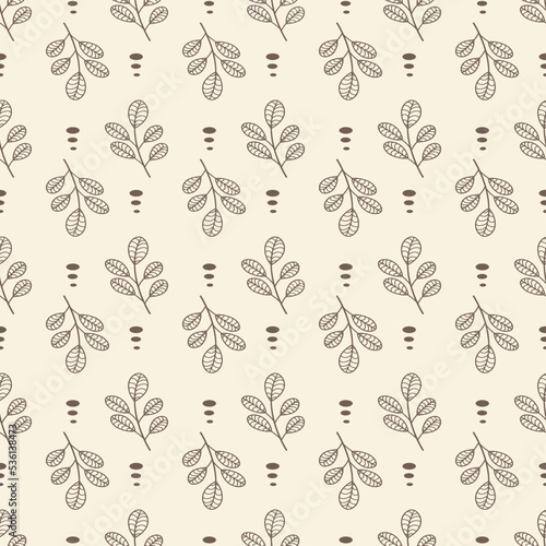 Abstract seamless pattern with flowers on a beige background. Decorative background of wavy plants. Banner, fabric, textile, packaging, design.
