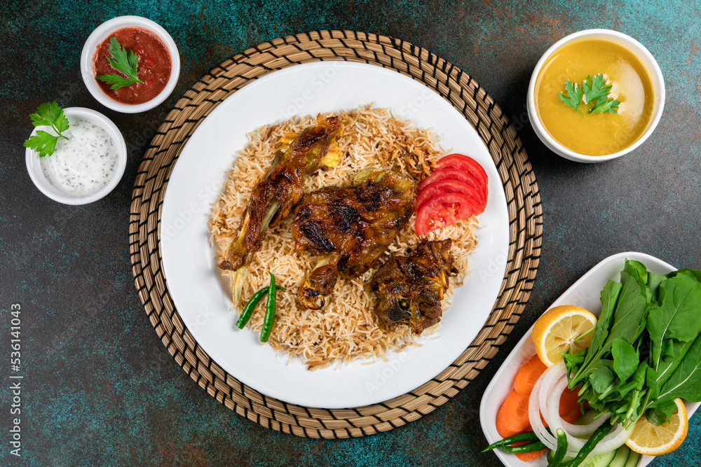 kabsah is a traditional dish from Yemen of Chicken, rice, and spices. kabsah is a traditional dish from Yemen of Chicken, rice, and spices.