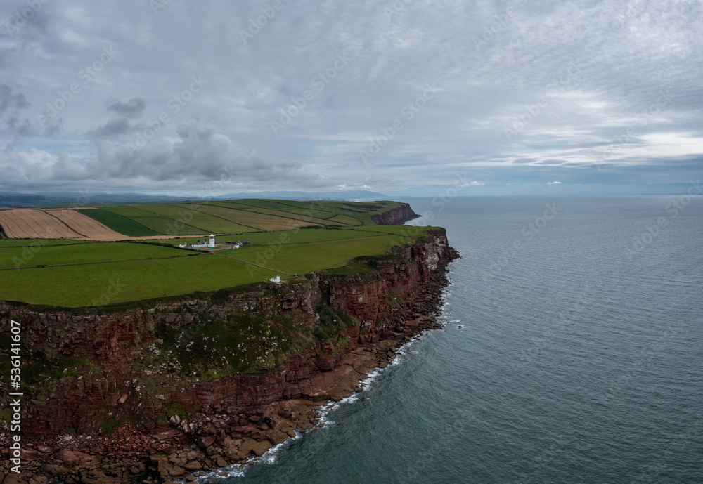 aerial view of the Cumbria Coast and St bees Ligthouse  in northern England