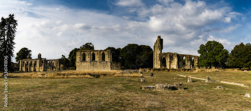 view of the ruins of the Nave and Crossing and Choir Walls at Glastonbury Abbey photo