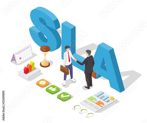 Service level agreement 3d vector business partner photo