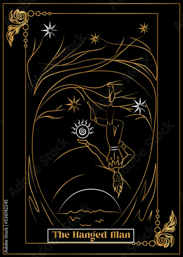 the illustration - card for tarot - The hanged man.
