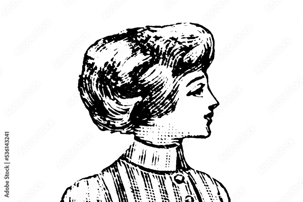 Portrait of a woman - Vintage Illustration in engraving style
