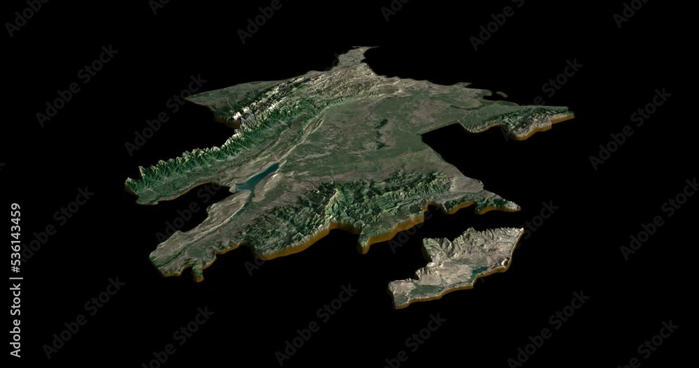 Azerbaijan south to north map with 3d relief 4K satellite ground height