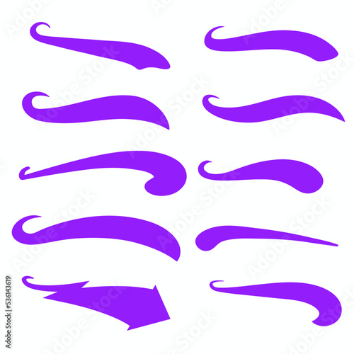 Purple Swirls Swoosh Marks with Vector Hand Drawn Highlighter Accent Line Designs