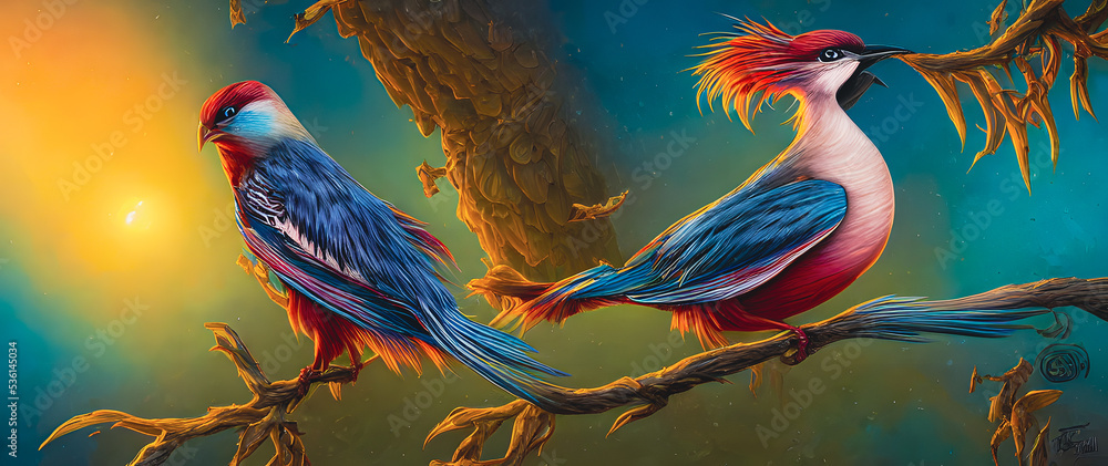 Artistic concept painting of a cute bird , background illustration.