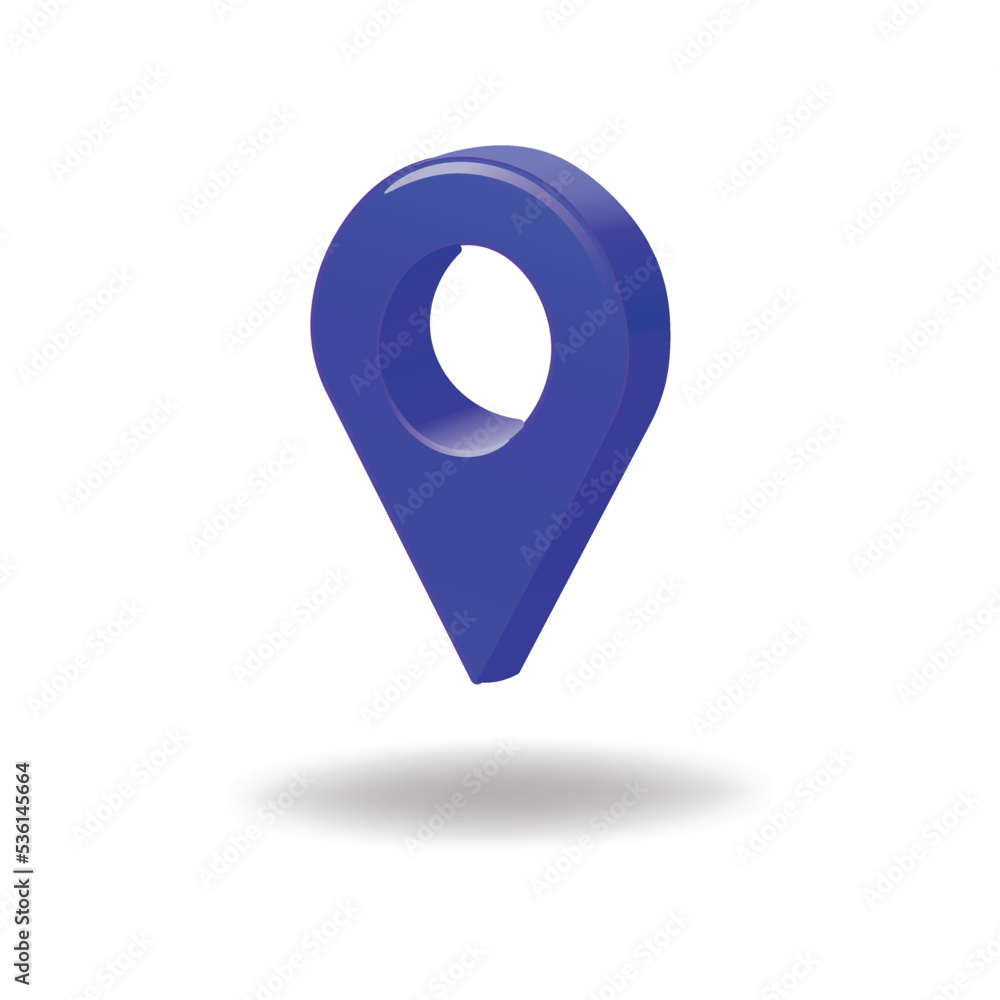 Realistic blue 3d vector illustration of a gps navigation pin, location pointer for online map application Realistic blue 3d vector illustration of a gps navigation pin, location pointer for online map application