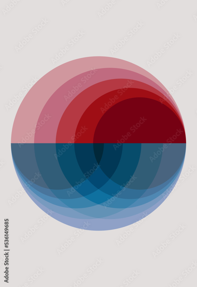 Obraz premium Vector illustration. Abstract modern art poster with simple geometric shapes. Minimalist style. Perfect for poster, t-shirt, cover, banner or home decor.