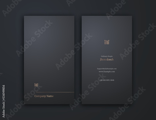 business card, dark gold and white vertical card name, vertical luxury editable business card template