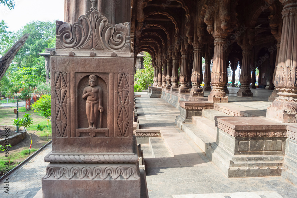 Pillars & Arches of Krishnapura Chhatri, Indore, Madhya Pradesh. Indian Architecture. Ancient Architecture of Indian temple.