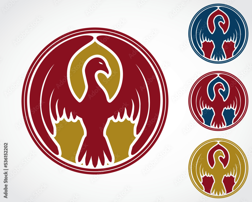color bird circle symbol set color bird circle symbol set