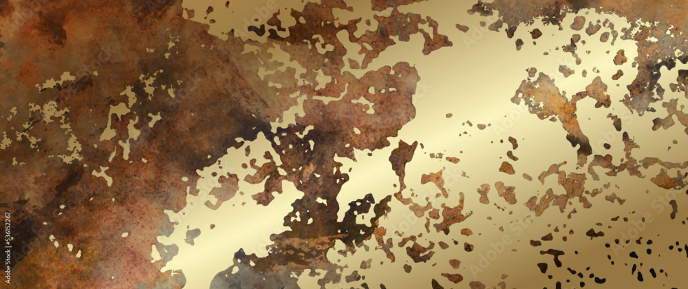 Grunge vector watercolor and gold art background for design interior ...