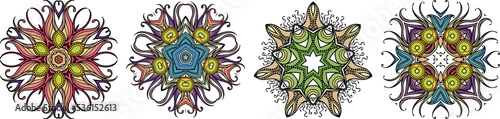 Set of circular mandala patterns for coloring, henna, tattoo, mehndi, books, decoration. Ornate decorative ornament in ethnic oriental style