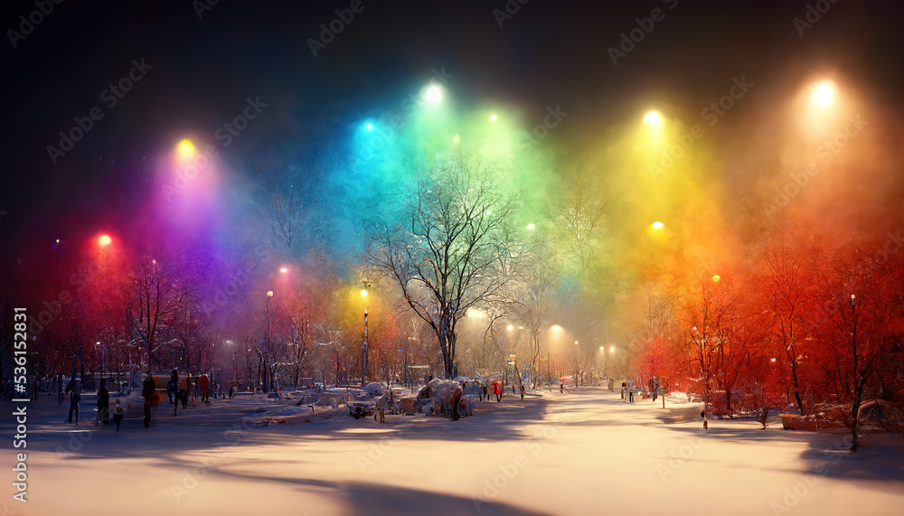 Magic Christmas card. AI render Magic Christmas card. AI render