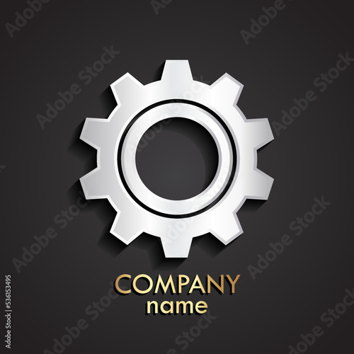 3d shiny silver gear logo