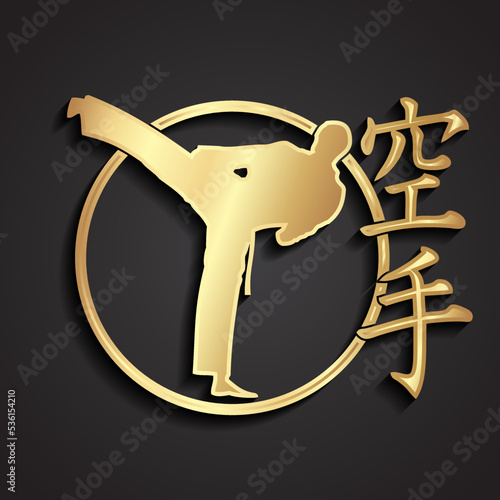 3d golden karate kick logo design