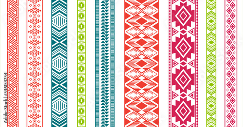 Embroidery ribbon vector patterns, lace seamless border, fashion edge stripes.