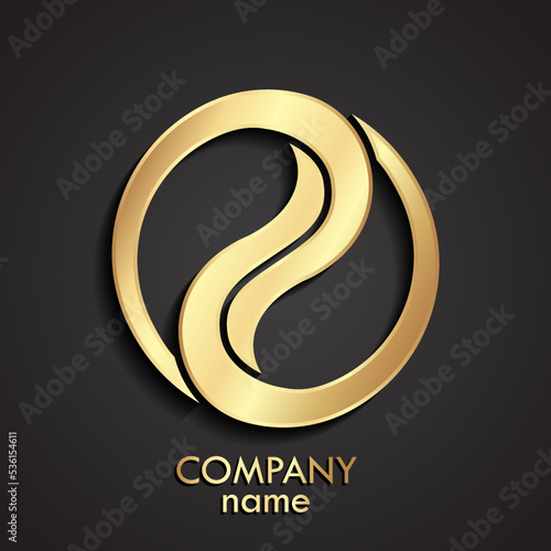 3d elegant golden circle beautiful logo
