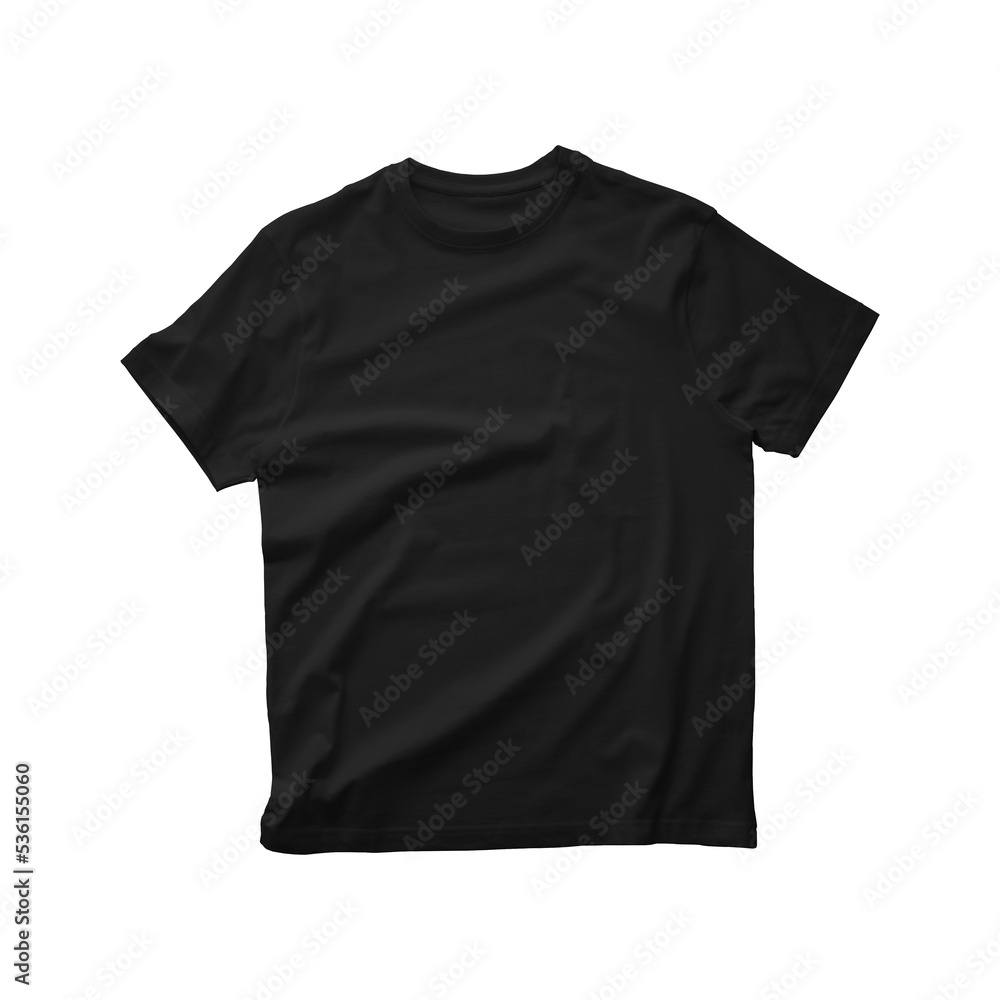 Flat Lay Unisex Black T-Shirt Front Mockup Stock Photo | Adobe Stock