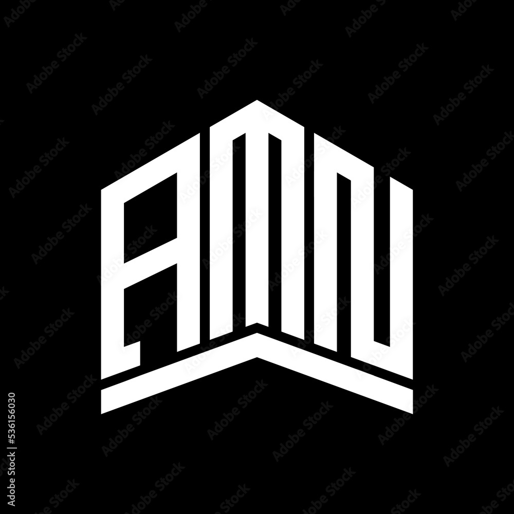 AMN Letter logo Black background .AMN technology logo design vector