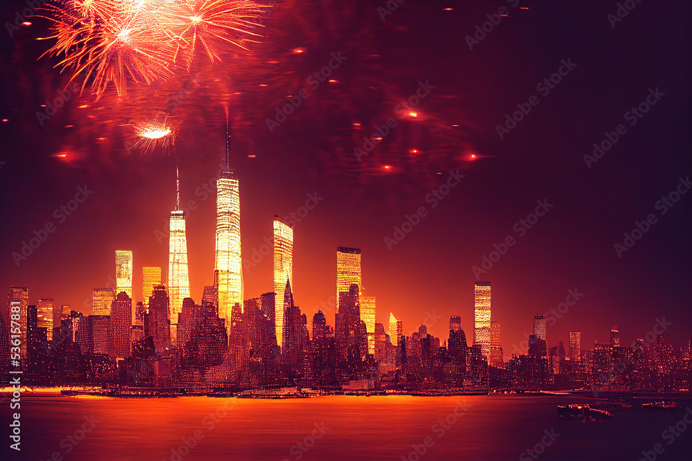 fireworks display over New York for New Year celebration