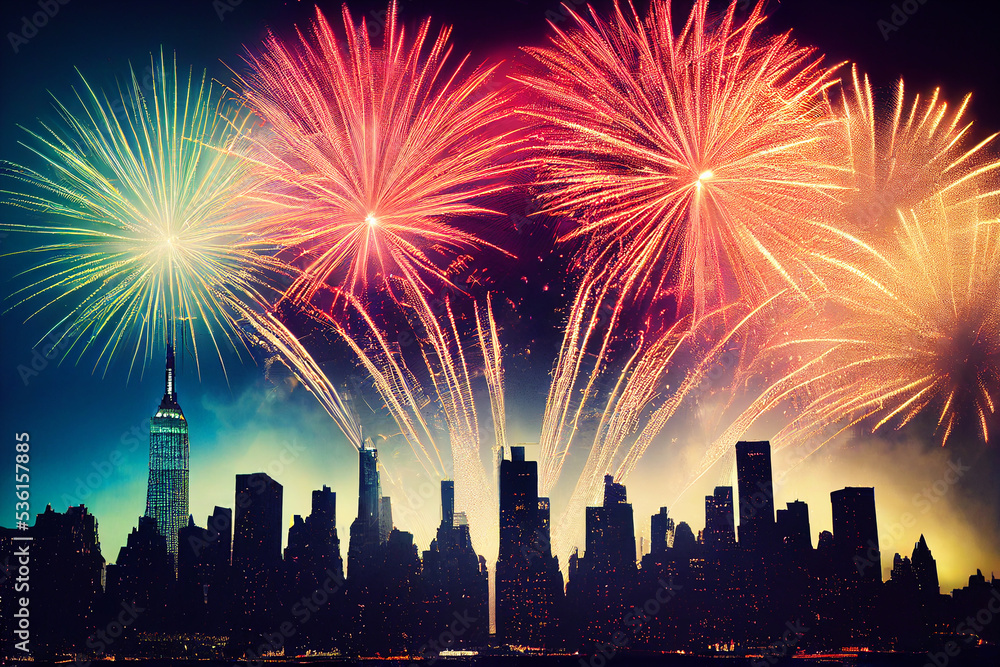 fireworks display over New York for New Year celebration