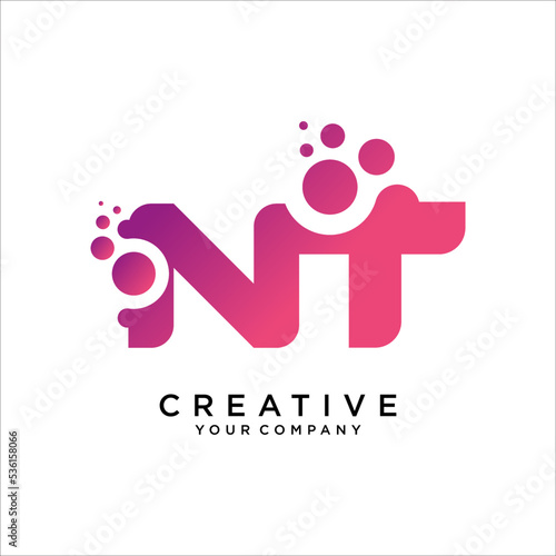 TN, NT Letter With Dot Logo Design Template Vector