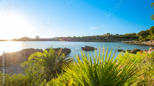 Panoramic View of the Litoral in front of Marina di Taranto, in the South of Italy at Sunset