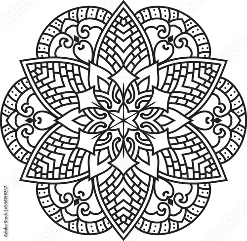 Adult coloring page Mandala.Antistress Coloring Page Mandala.Hand drawn illustration vector