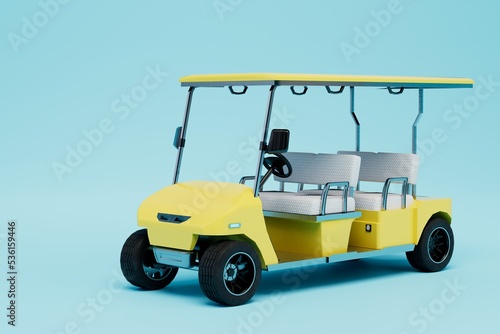 a golf machine for moving around the playing field on a blue background. 3D render