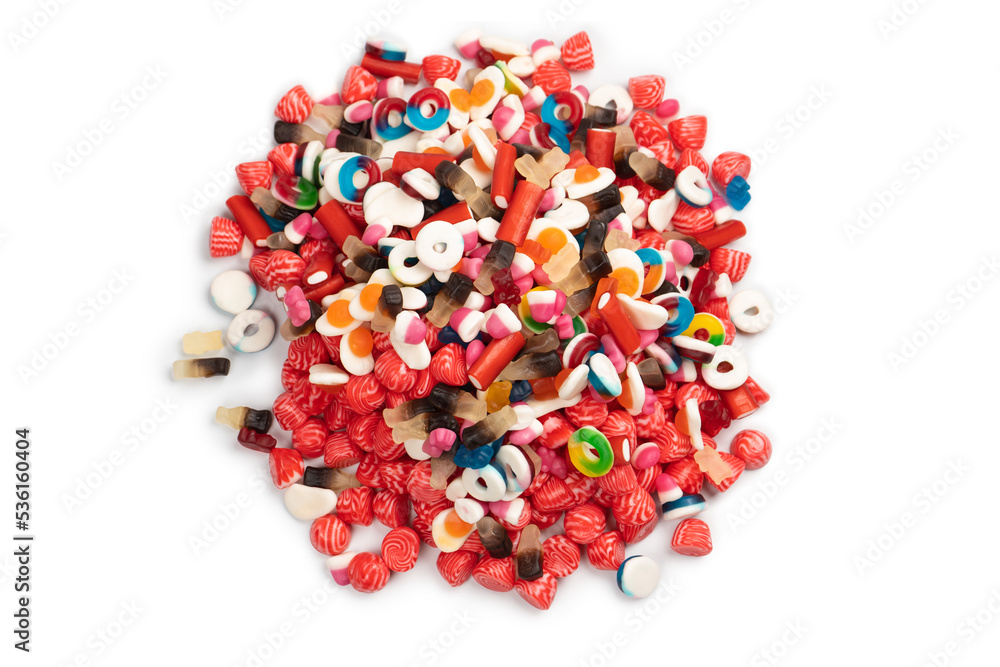 Tasty mix of jelly colorful candies isolated on a white background. Tasty mix of jelly colorful candies isolated on a white background.