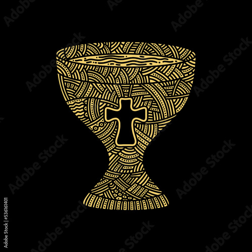 Christian doodle illustration. The Holy Grail.
