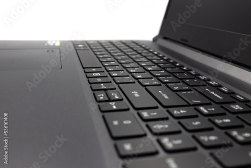 Black laptop keyboard. Buttons on laptop