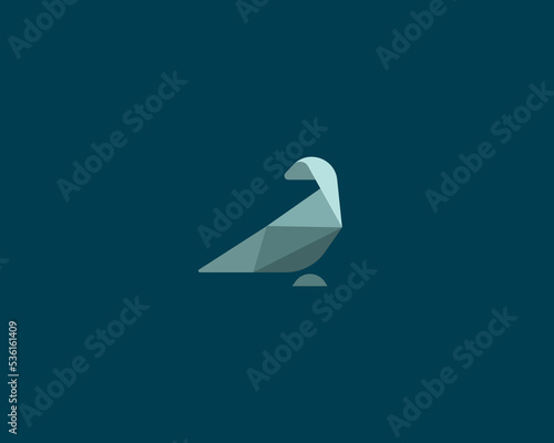 Polygonal dove logo. Abstract bird logotype in geometric style. Origami pigeon icon. Low poly style dove sign. Vector illustration.