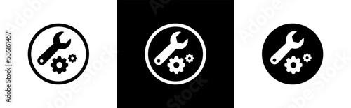 Wrench and gear icon. service symbol signs vector illustration