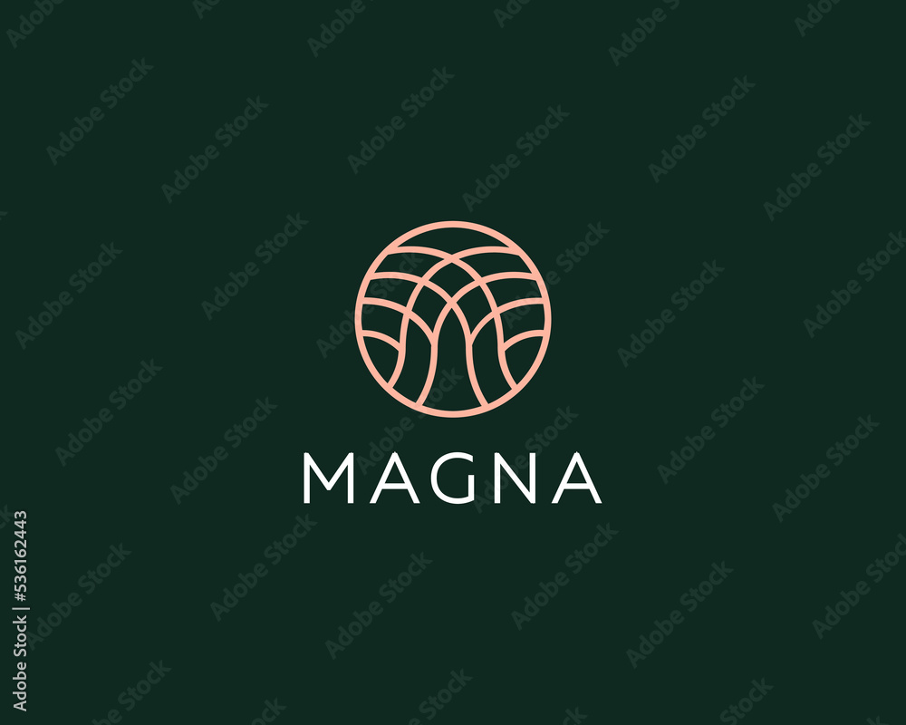 Abstract line tree in circle icon template. Premium jewelry shop, beauty salon logo. Yoga spa logotype. Vector illustration. Abstract line tree in circle icon template. Premium jewelry shop, beauty salon logo. Yoga spa logotype. Vector illustration.