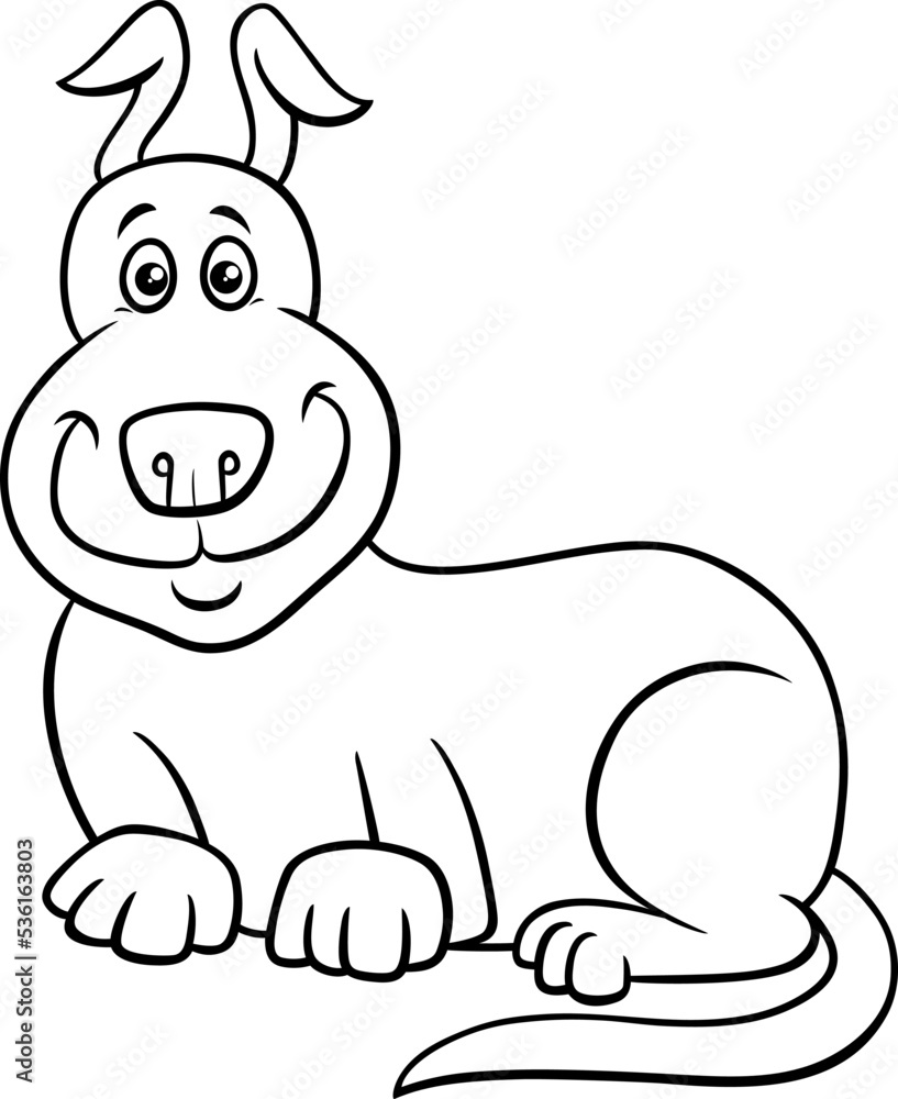 Obraz premium cartoon funny dog animal character coloring page