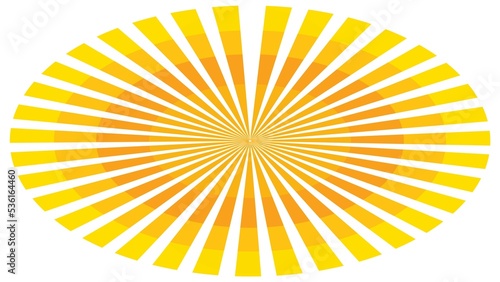 Yellow Swirl Sunrays. Illustration white background.