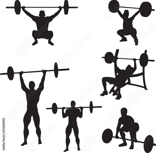 Weightlifter silhouette Vector . Weight Lifting Silhouette on white background