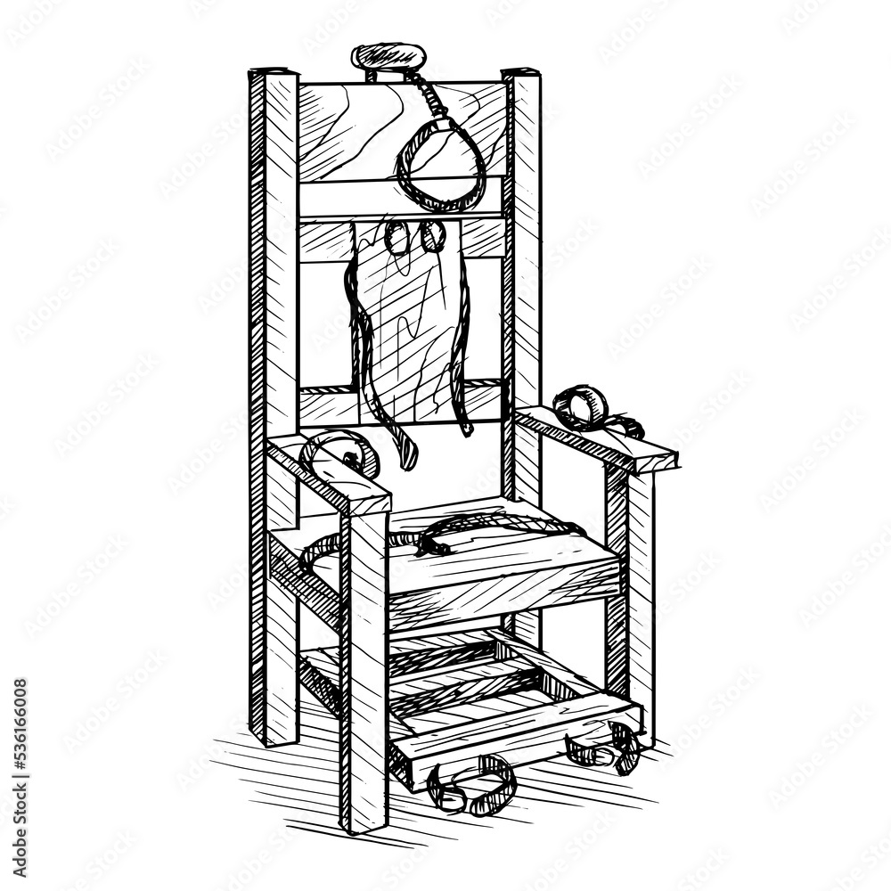 Electric chair sketch style PNG illustration with transparent background Stock Illustration