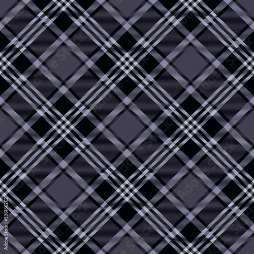 Dark plaid background, seamless checkered pattern. Vector illustration. The texture of the material in black, gray and light colors.