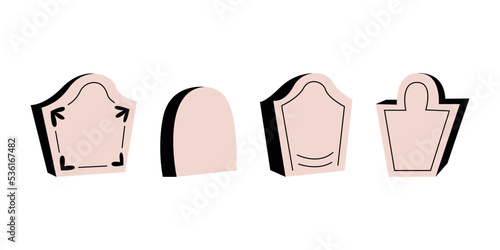 Set of halloween headstones. Vector flat illustration on isolated background
