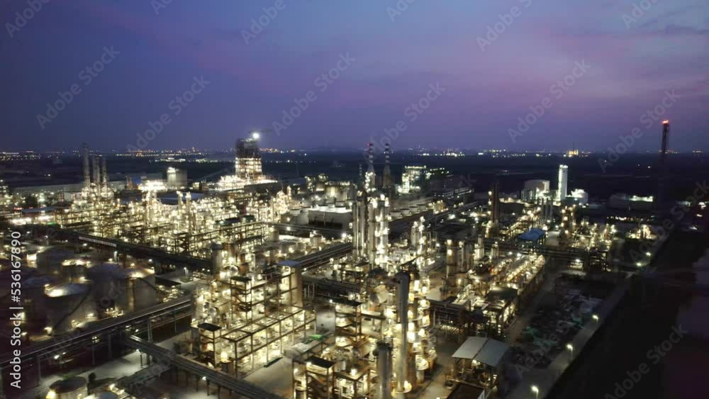aerial view of modern chemical plant at night aerial view of modern chemical plant at night