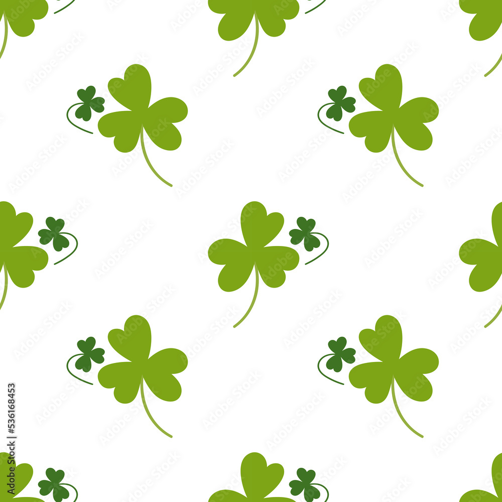 Shamrock clovers seamless pattern vector repeat illustration. Floral background with green leaves. Shamrock clovers seamless pattern vector repeat illustration. Floral background with green leaves.