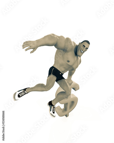 muscle man cartoon in an white background