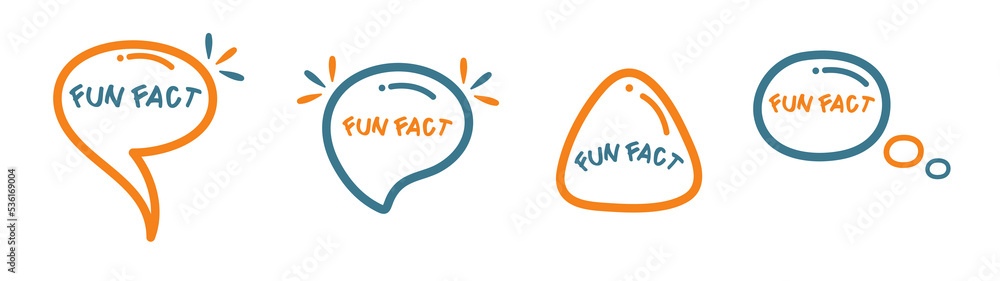 Fun facts icon with lines. Vector cartoon speech bubble with text in different shapes. - obrazy, fototapety, plakaty 